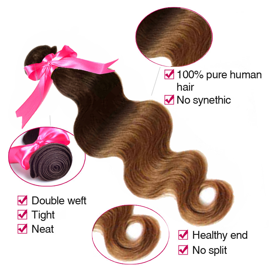 One or Three Ali Bundle Brown/Copper Body Wave Sew In Hair Extension 100 Human