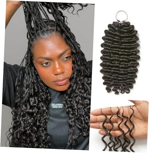 LUVME Deep Wave Crochet Hair for Black Women, 18 Inch 130g About 100 Strands,