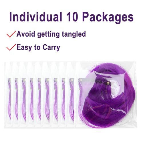 10 PCS Purple Hair Extensions, Curly Wavy Synthetic 10 PCS-Dark Purple