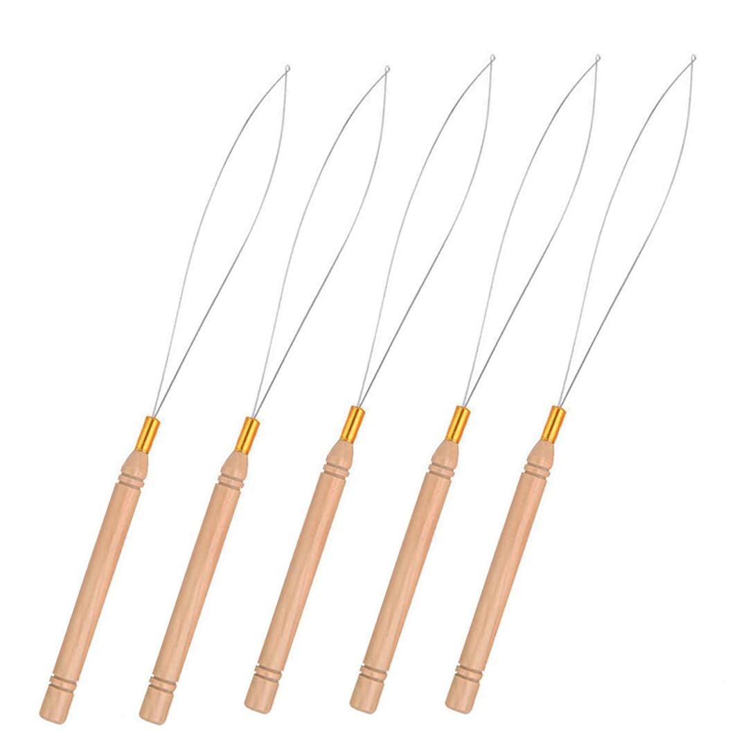 5 Pcs Hair Extension Loop Needle Threader, Micro Link Bead Tools