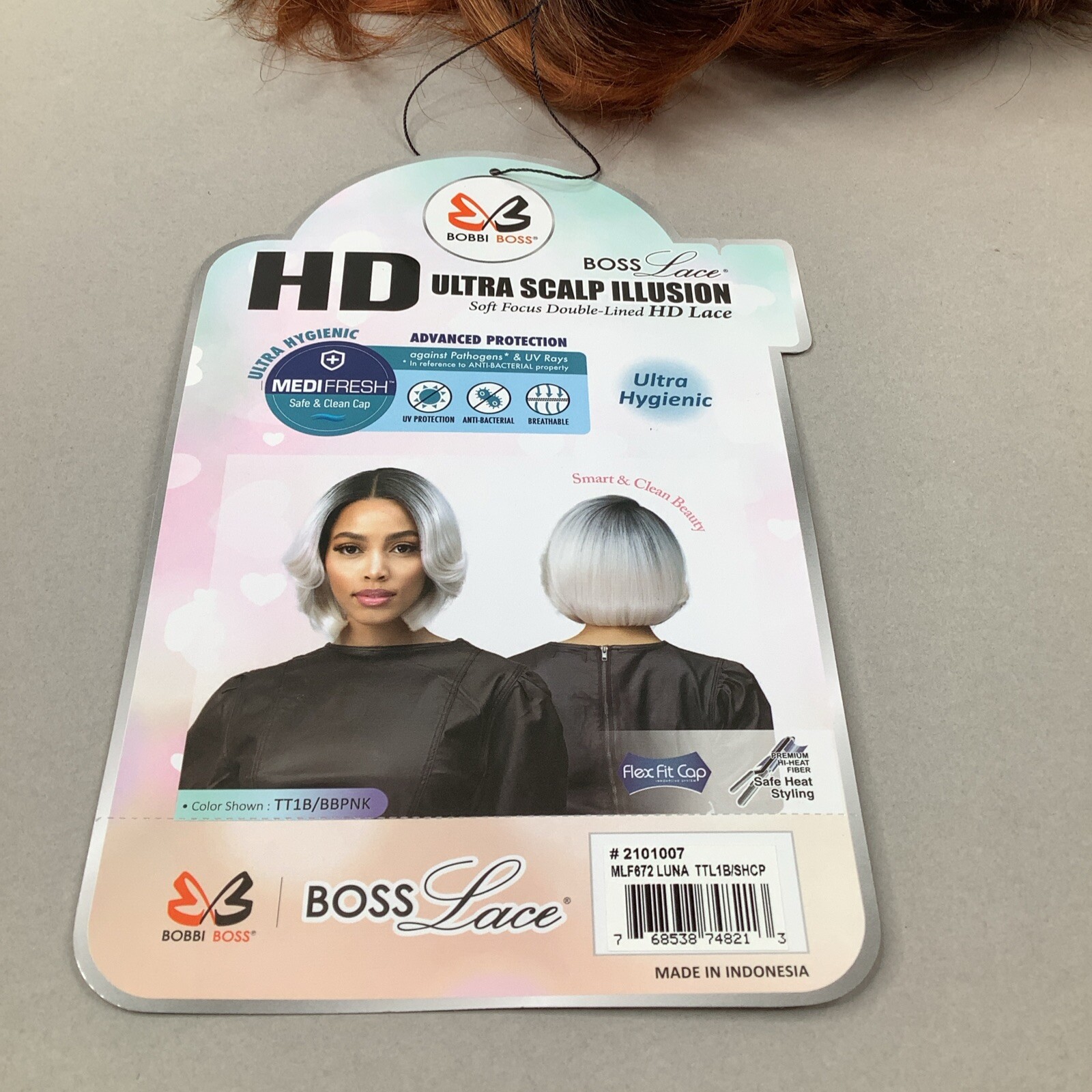 Luna Wig TTL1B/SHCP Black & Copper Curtain Bang Bob HD 13×5 Lace Front Synthetic
