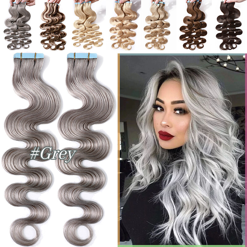 CLEARANCE Curly Wavy Tape in Real Remy Human Hair Extensions Skin Weft 10-40PCS