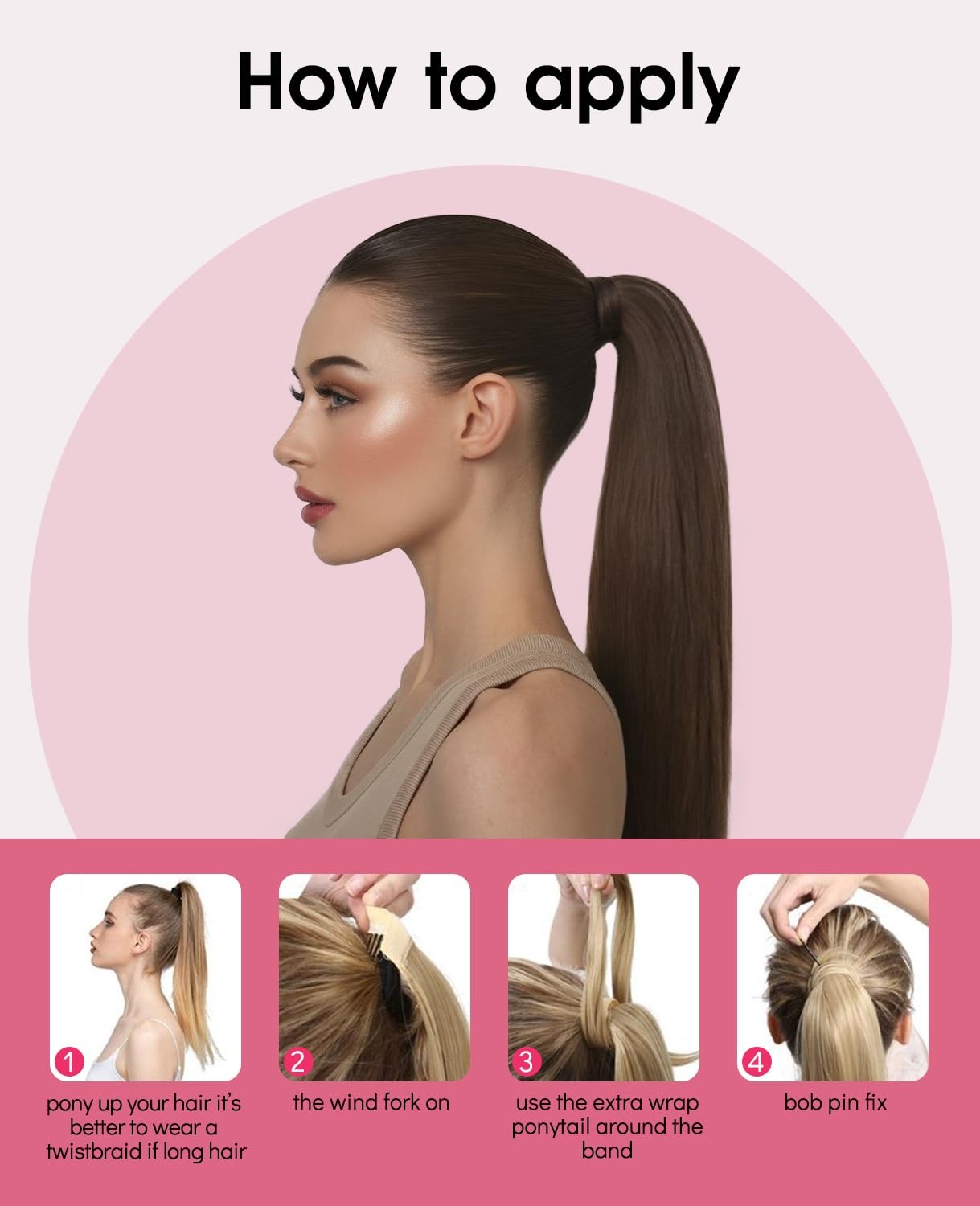 Youngsmile Hair Extensions Ponytail Extensions Human Hair 14 Inch 65G Wrap