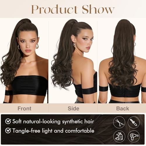 Drawstring Ponytail Extension for Women 24 Inch Comb Clip in Ombre Wine Red