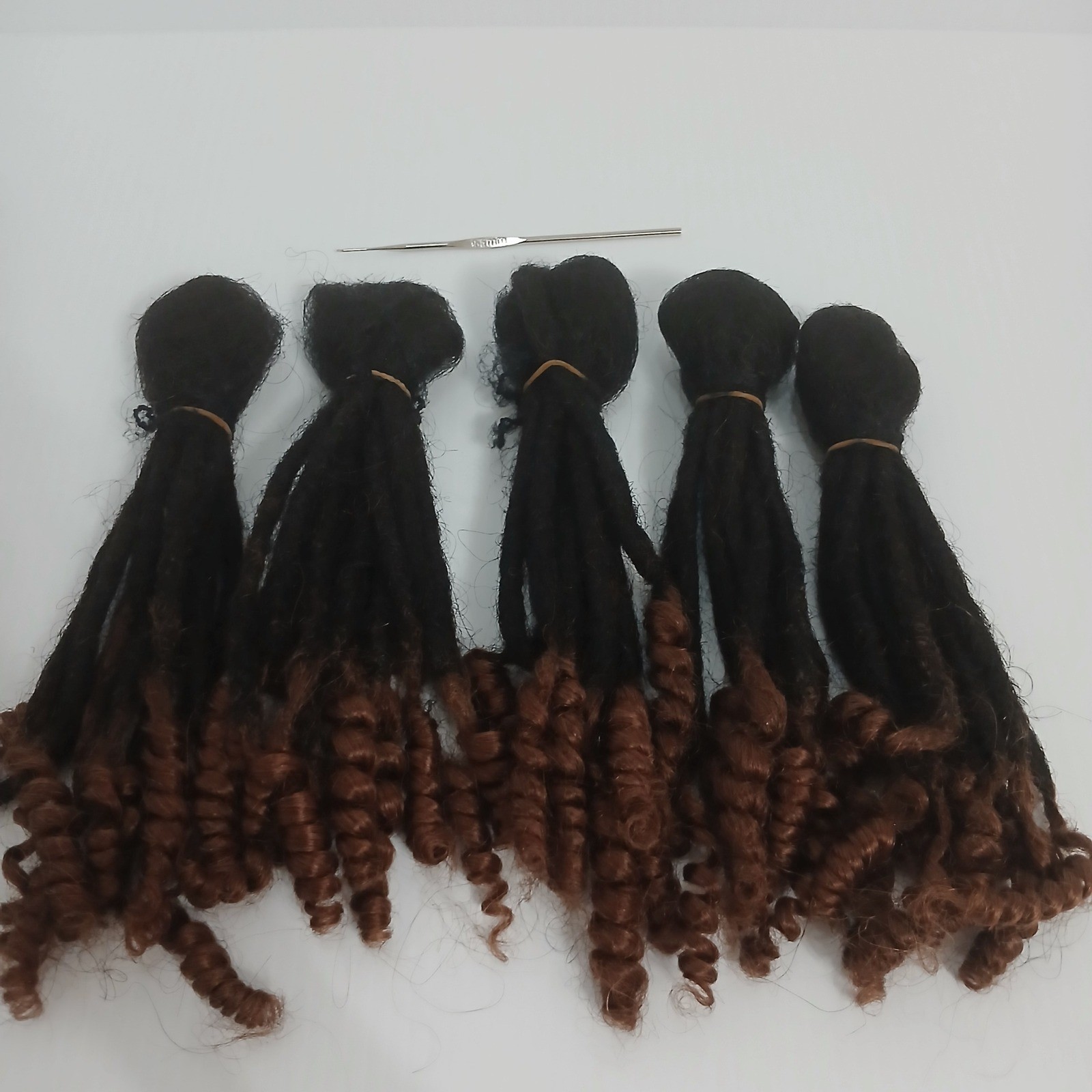 100% Human Hair Handmade Dredlocks 10 Inch Curly Ends 0.4cm 50 Strands 1B/30