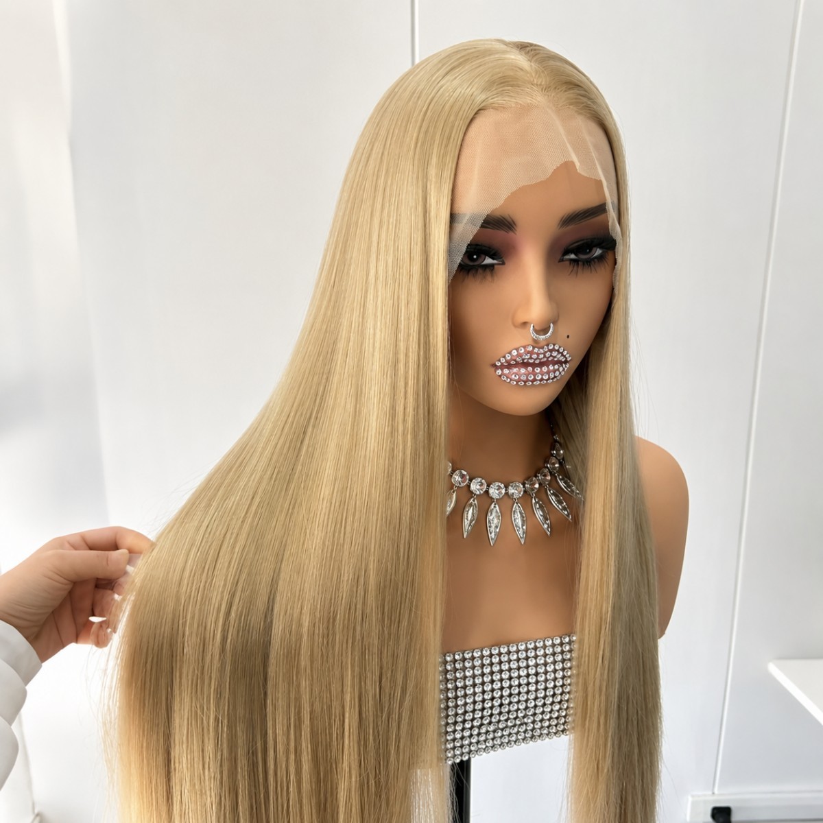 Lace Front Wigs Synthetic Hair Mixed Blonde Long Straight Layered