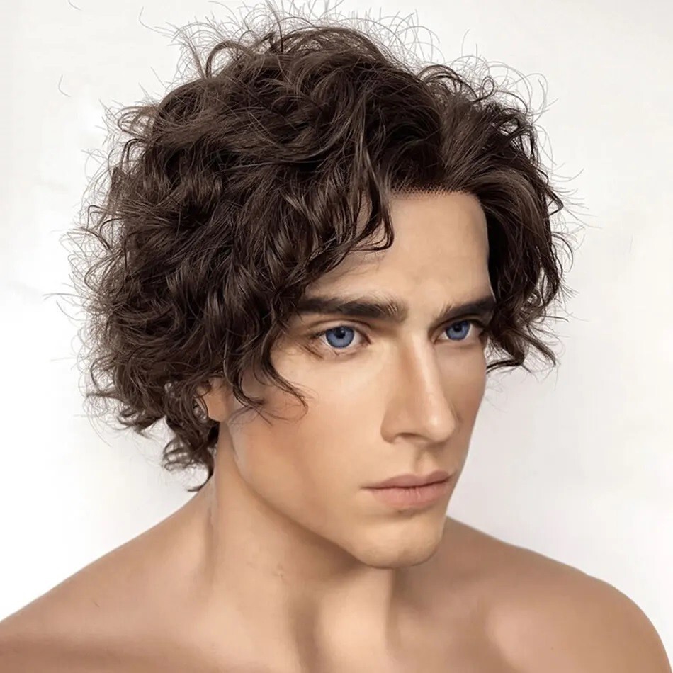 13X6 Lace Front Wigs For Men Human Hair Short Curly Cut Male Lace Wig Glueless