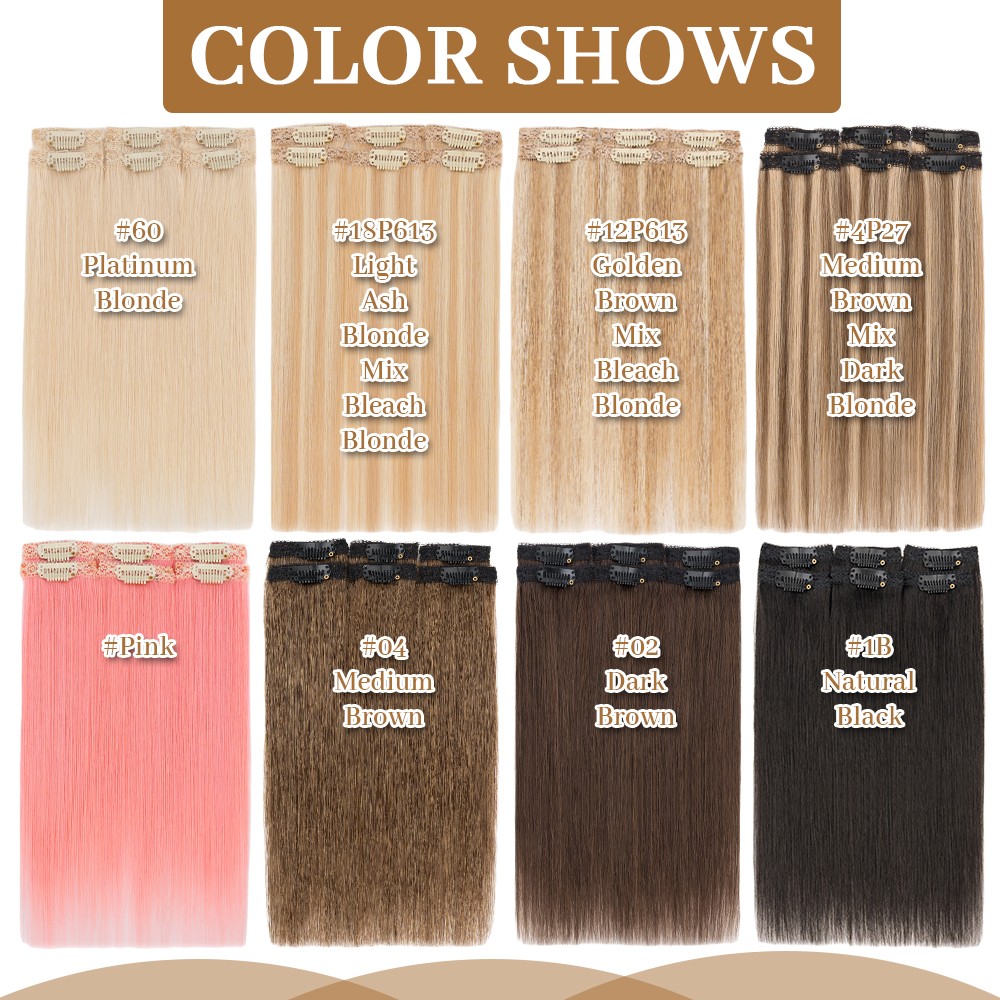 Clip In Remy Human Hair Pad Extensions Soft Hairpiece One Pieces 6Pieces 6Clips