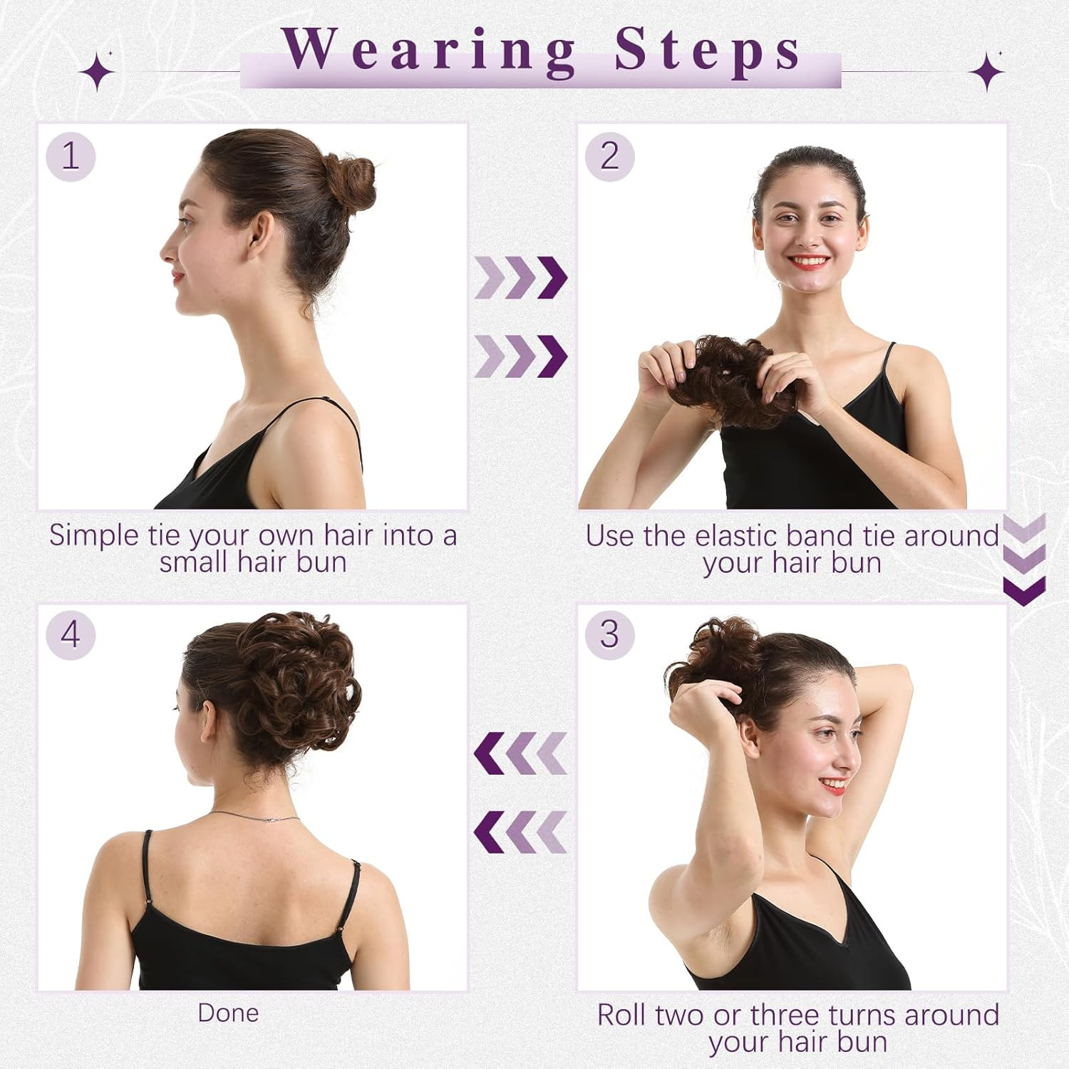 2 PCS Brown Messy Bun Hair Pieces – Elastic Chocolate Brown Messy Bun Scrunchies