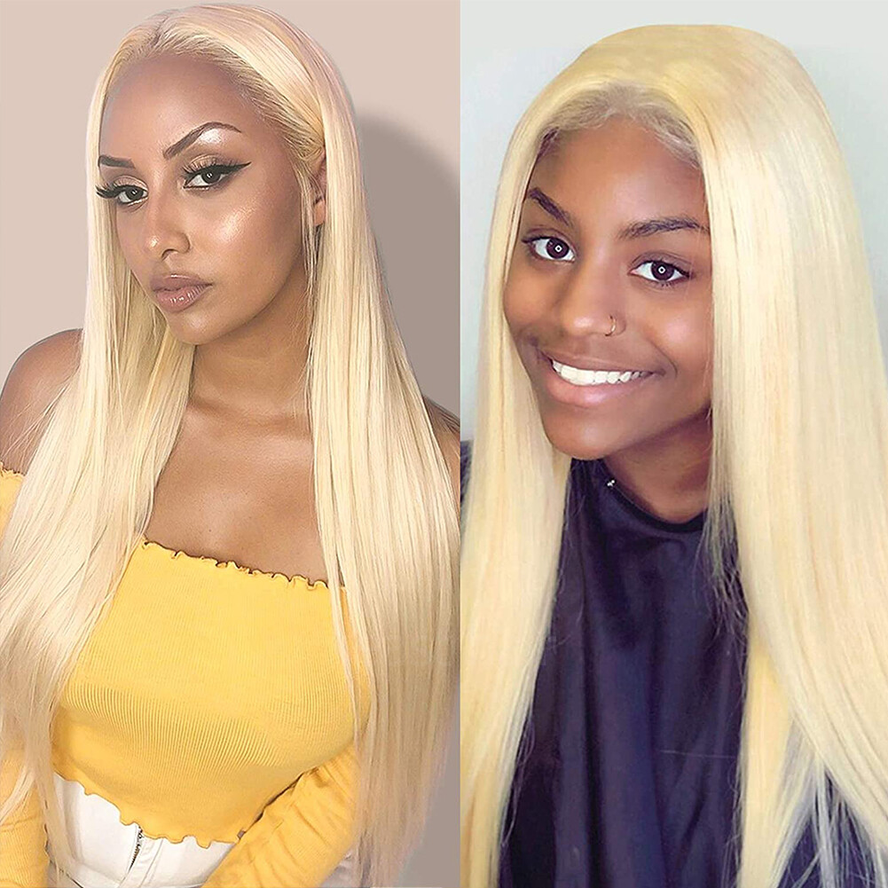 Long Straight 613 Light Blonde Hair Wig Synthetic Lace Front Wigs Heat Resistant