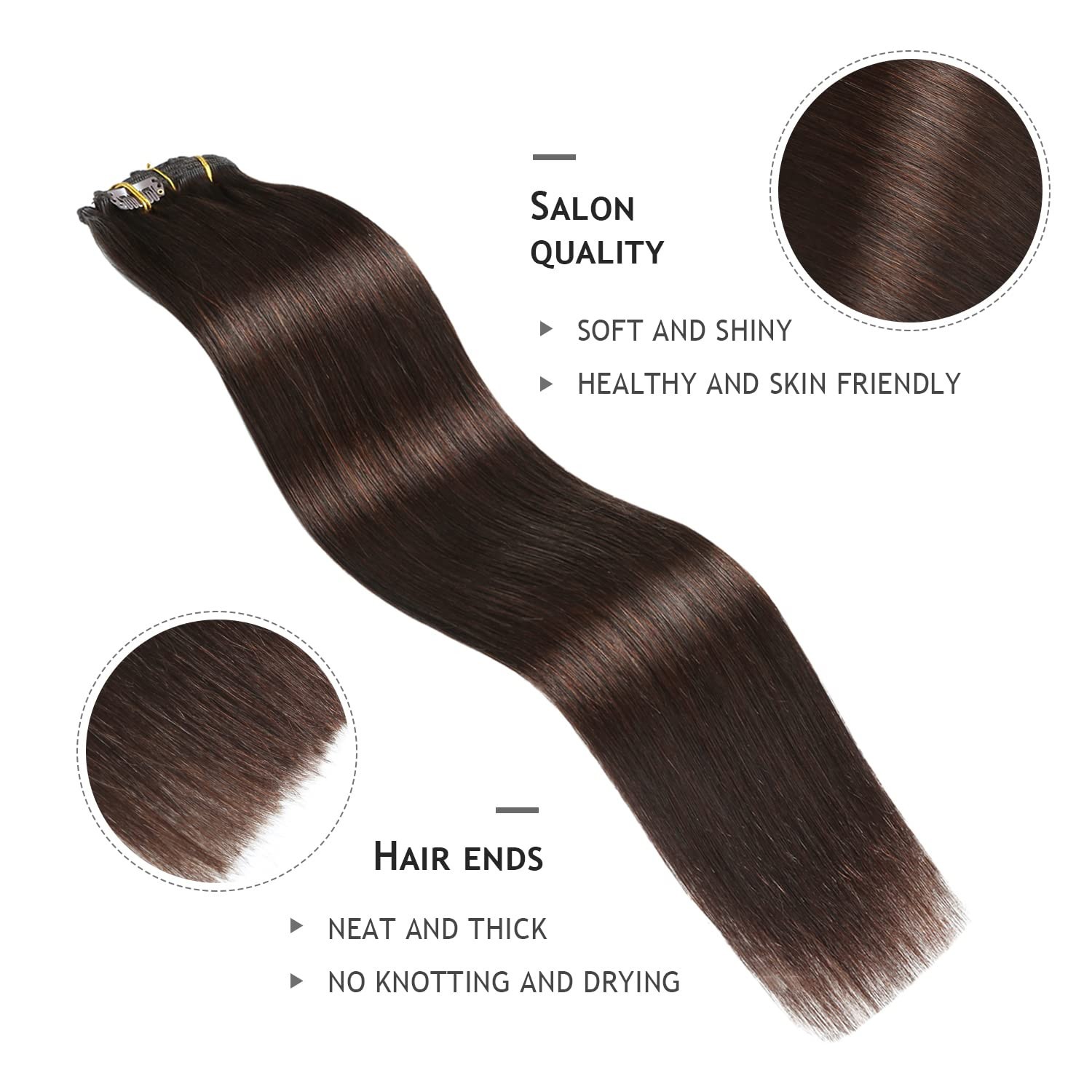 Clip In Thick Bundle Weft Hair Extensions Double Weft Sew-In Weave Human Hair A+