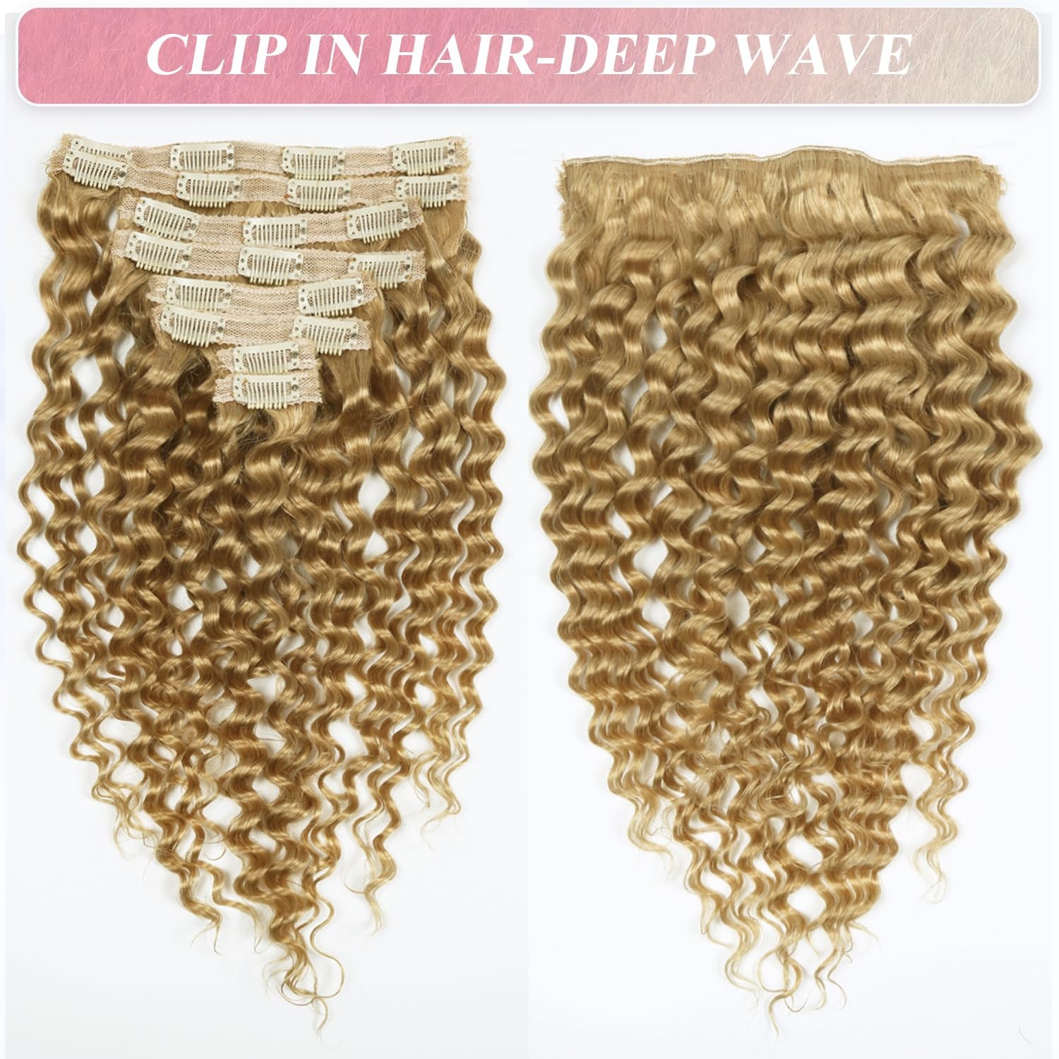 Unipearl Blonde Clip In Hair Extensions Real Human Hair Deep Curly Glueless