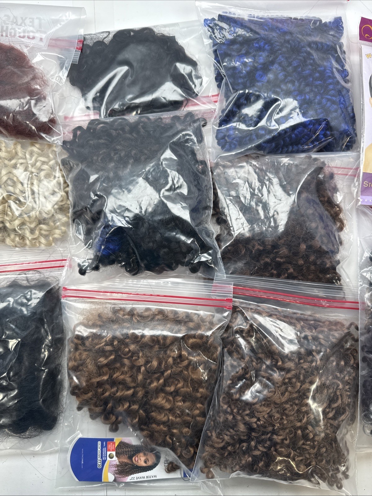 Lot of Synthetic Hair Extensions Multiple Colors Styles Partial Open Packages