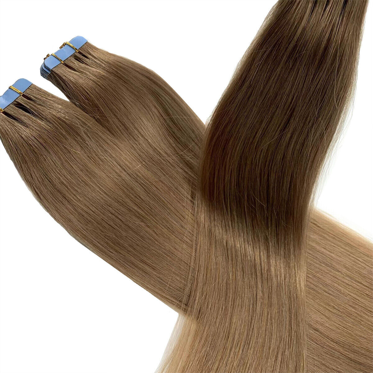 Tape in Real Human Hair Extensions Skin Weft Remy Russian Hair BalayageHighlight