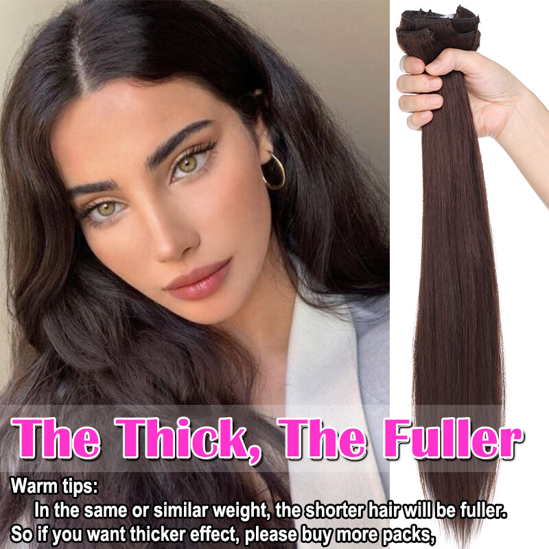 Double Weft Thick Clip In Extensions Virgin Human Hair Balayage Ombre Full Head