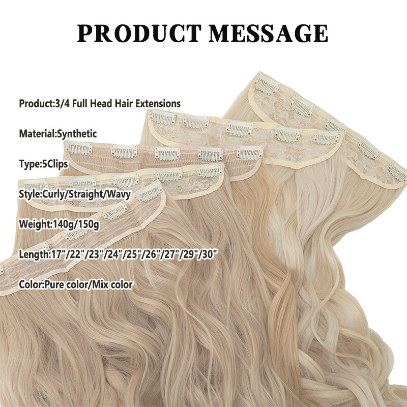 One Piece Extra Thick Clip In Hair Extensions 3/4 Full Head Hairpiece As Human