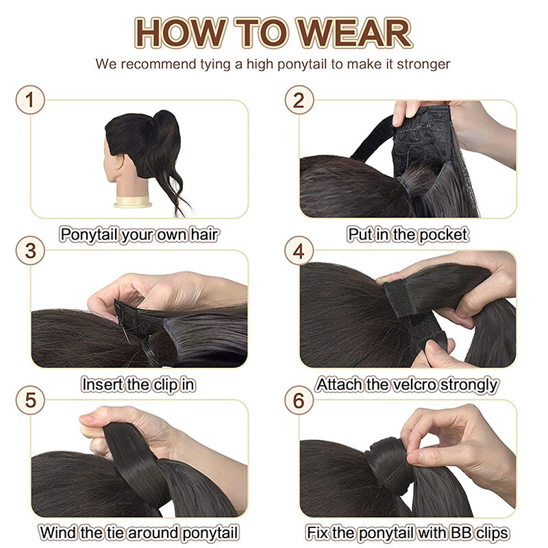 US Long 1 pcs Magic Ponytail Extensions Hair Extension Real Wrap Around Ponytail