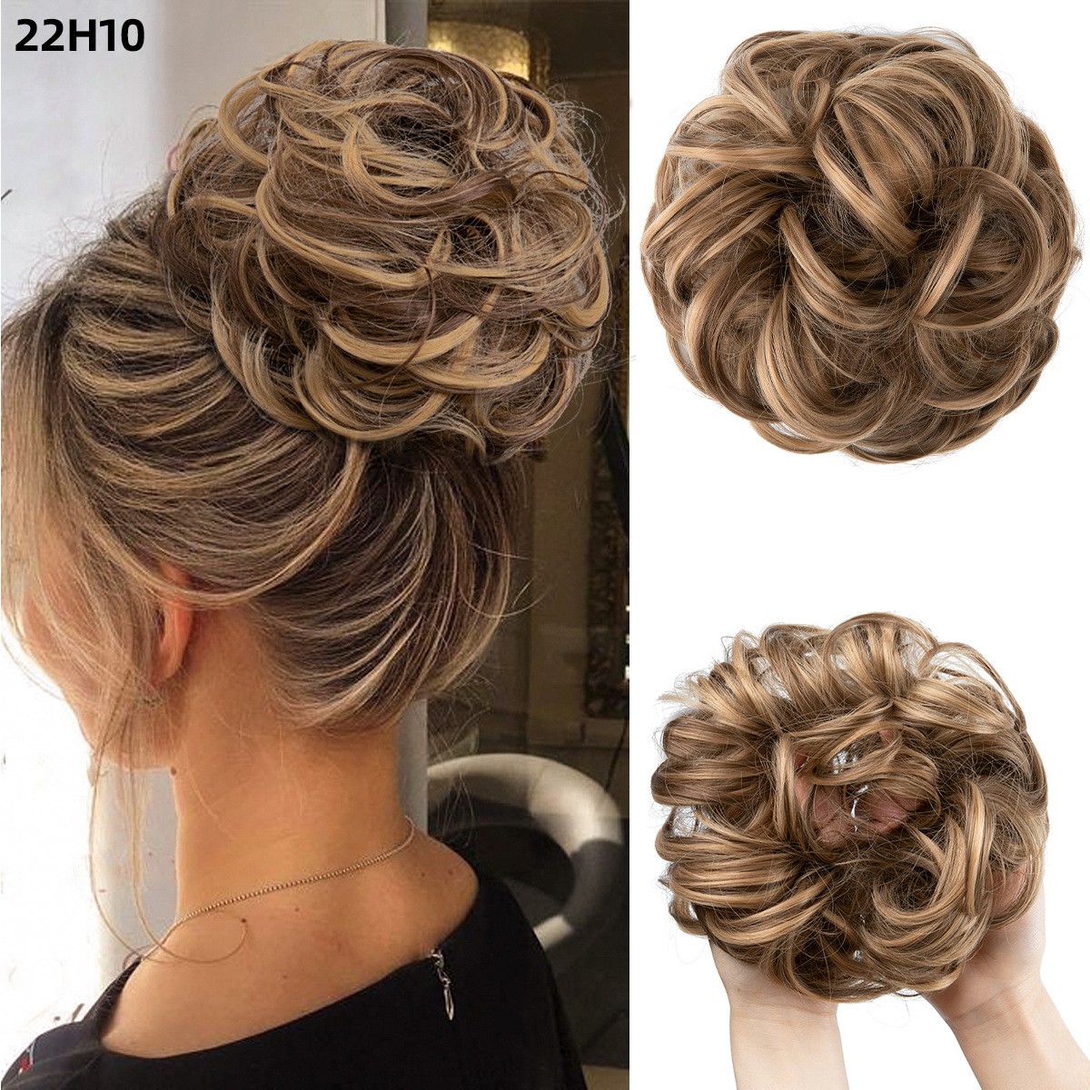 2PCs Small Messy Bun Hair Pieces Women Synthetic Curly Mini Scrunchies Hairpiece