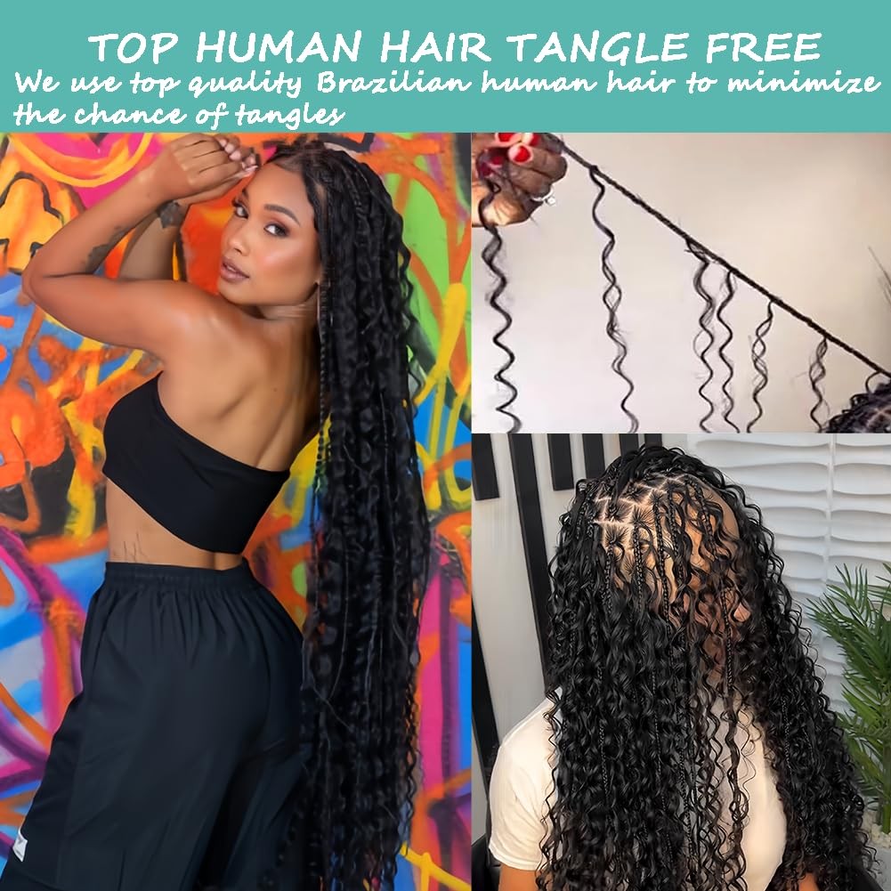Gveoxvo Color 4 Boho Curly Human Hair Brown Braiding For Bohemian Braids