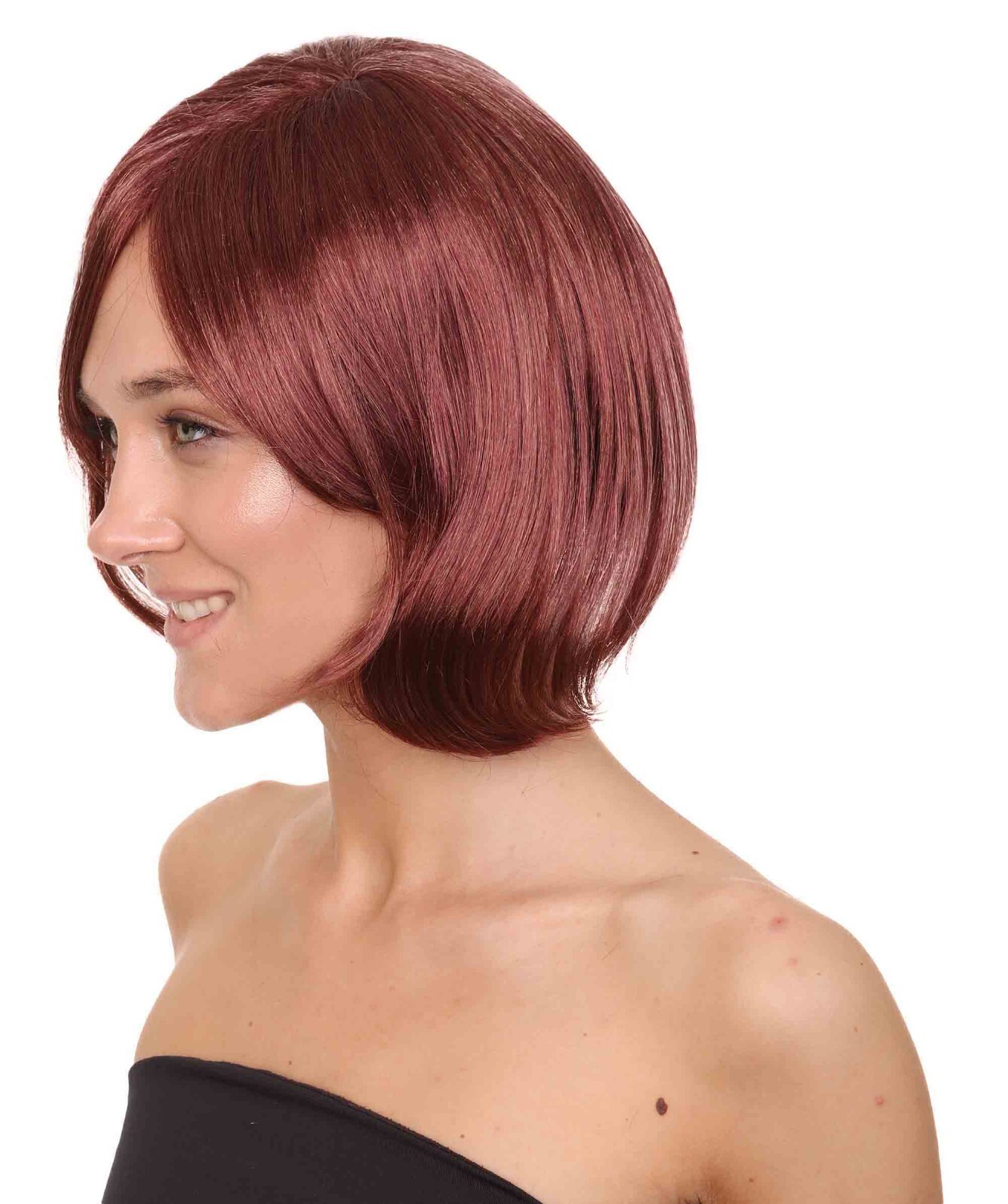 French Women Short Wine red Bob Wig | Premium Breathable Capless Cap | HW-1748