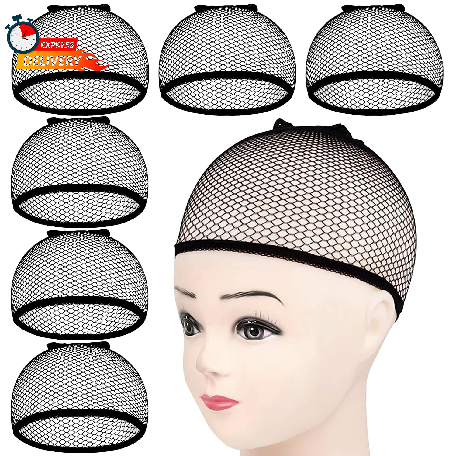 MORGLES 6PCS Wig Cap Non Slip, Black Mesh Net Wig Caps for Women Men, Weaving Ha