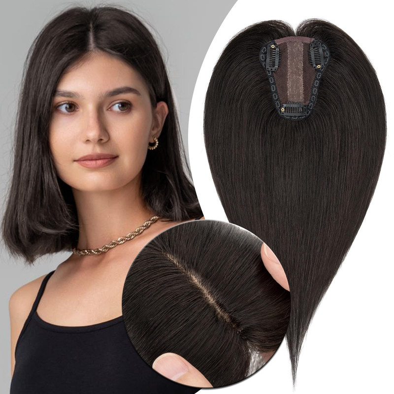 My-Lady Human Hair Toppers For Women Real Human Hair Pieces Thin 8 10Cm Silk