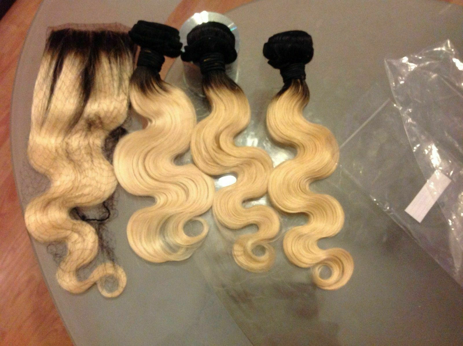 BRAZILIAN Virgin HAIR BODYWAVE 1B/613# DARK ROOT 16+18+20&14 SILK BASE CLOSURE