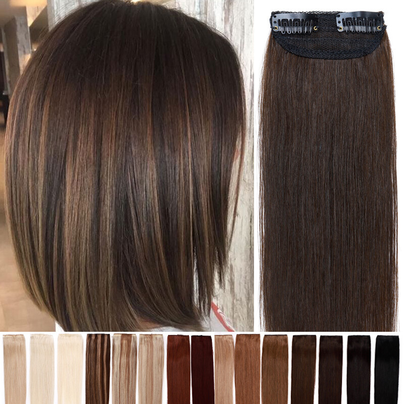 12in Thick Short Clip In 100 Remy Human Hair Extensions Topper One Piece Hair
