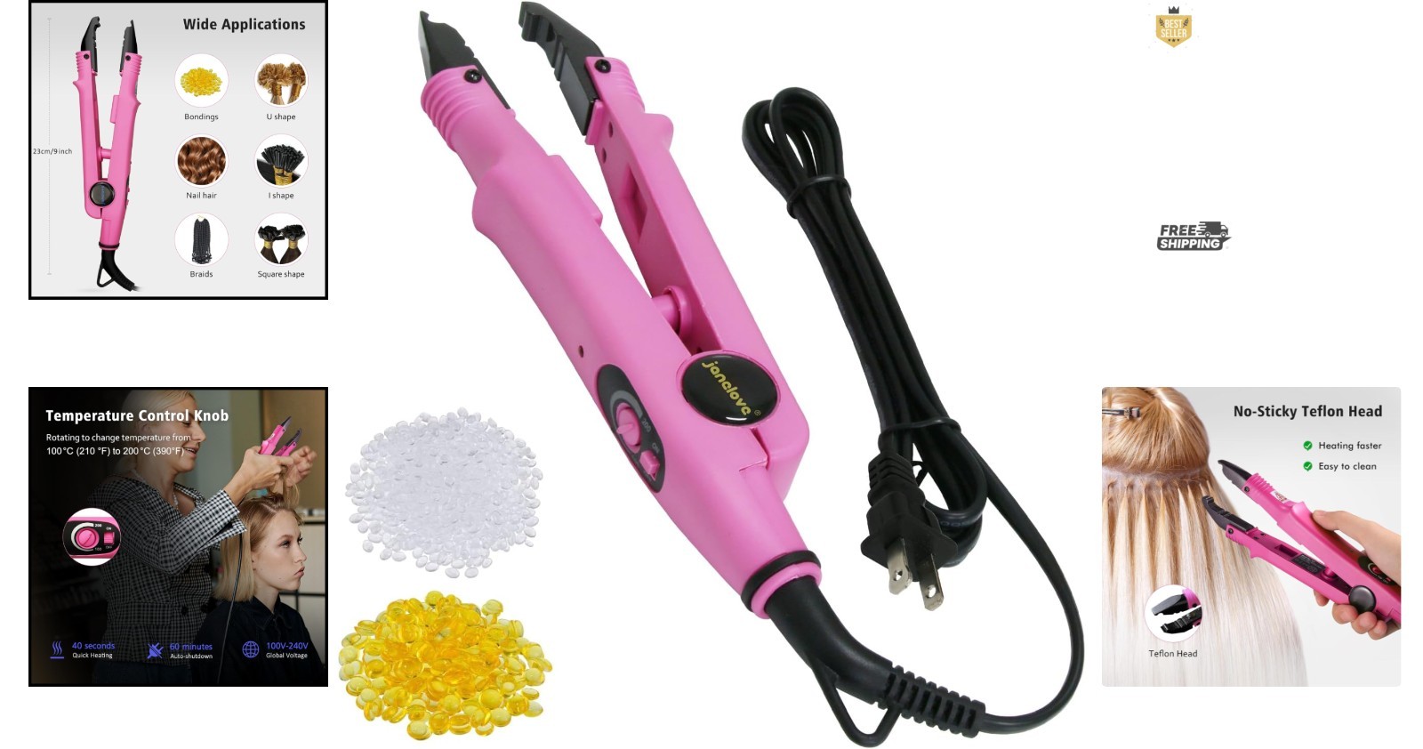 DIY Hair Extensions Tool – Fusion Keratin Iron with Adjustable Heat Settings