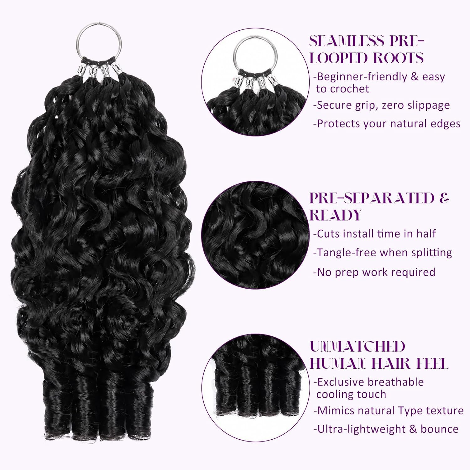 Miracle Knots Feather Crochet Hair Extensions for Black Women, 18 Inch 5 Packs 3