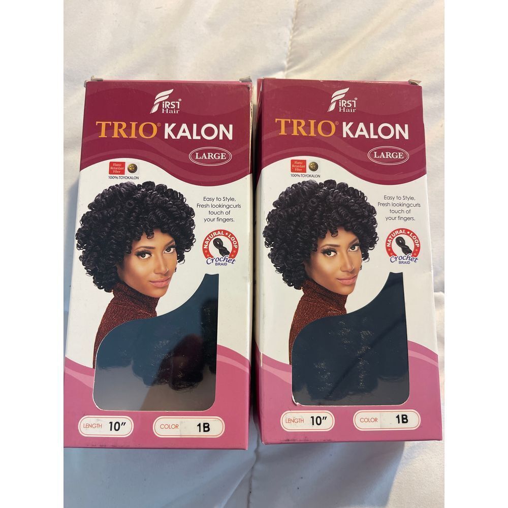 2 bundle pack Trio Kalon Crochet Hair Extensions 1B Natural Black Curly Weave