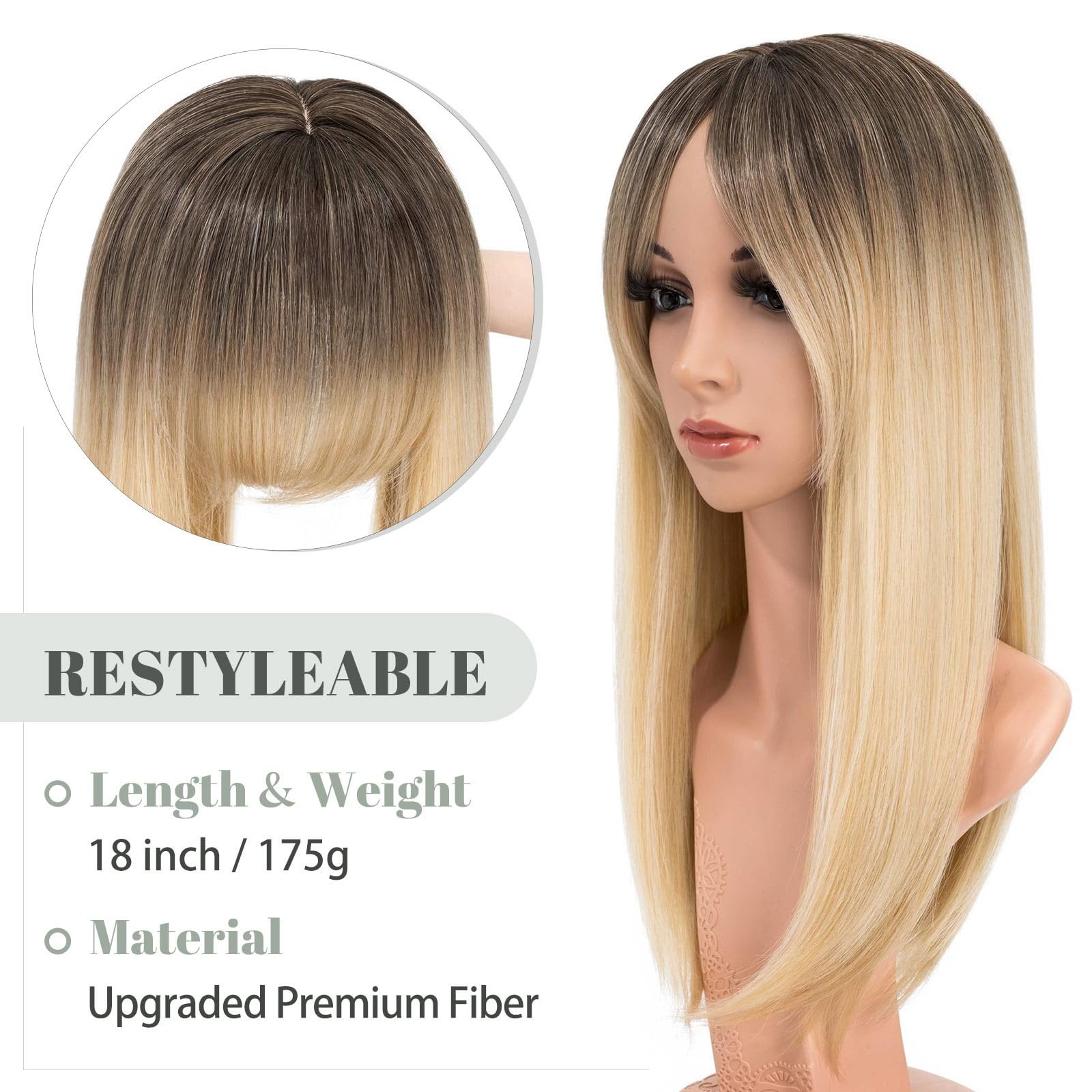 My-Lady Hair Toppers For Women Thinning Hair 18 Inch 6X6 Lace Base Wiglets Side