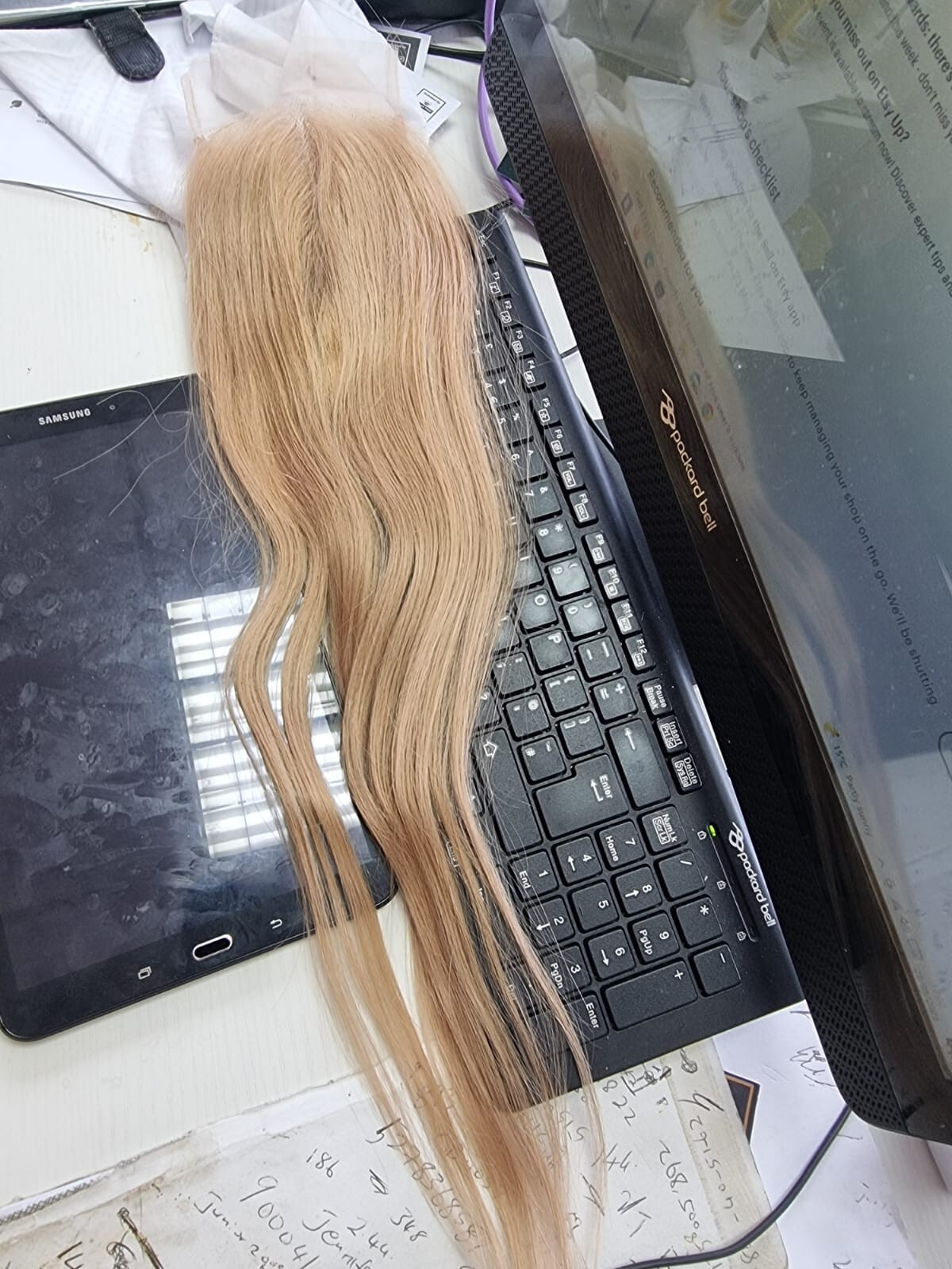 22INCHES Brazilian Virgin Human Hair Straight Lace Closure HONEY BLONDE 27# 12AA