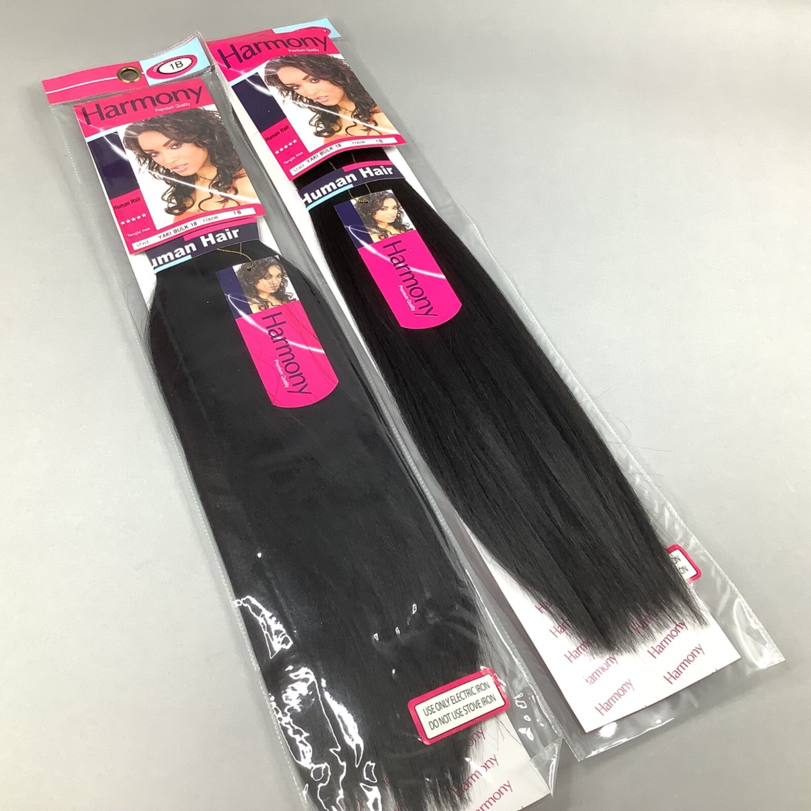 2 Packs 18” #1B Off Black Yaki Bulk Micro Braiding Blend Hair by Harmony