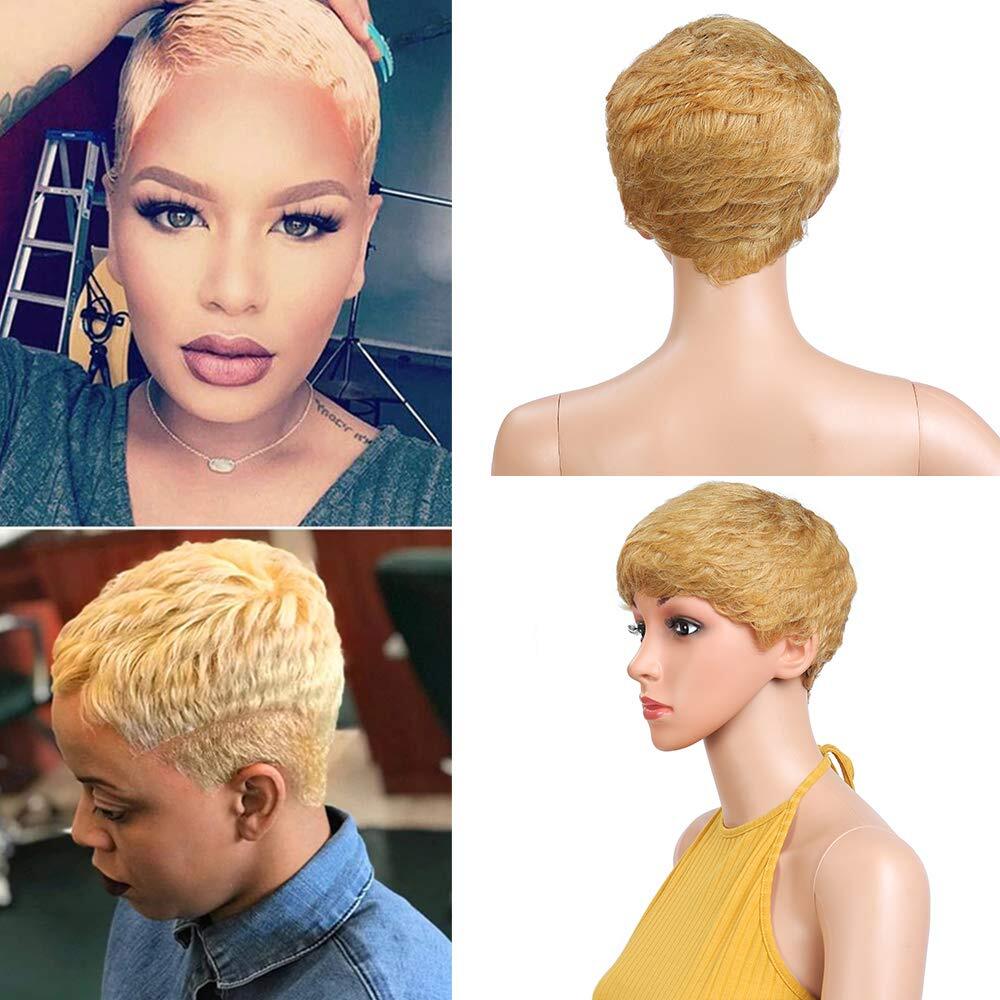Short Pixie Cut Wigs Human Hair Wigs Layered Black Pixie Wigs