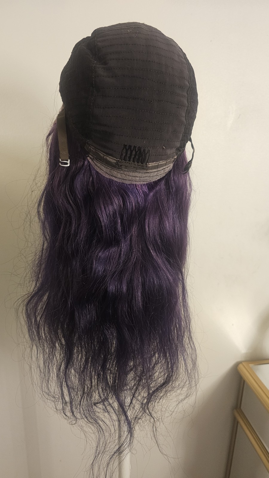 High-Quality Regular Top 24″ Purple Wavy 150% Virgin Human Hair Lace Wig