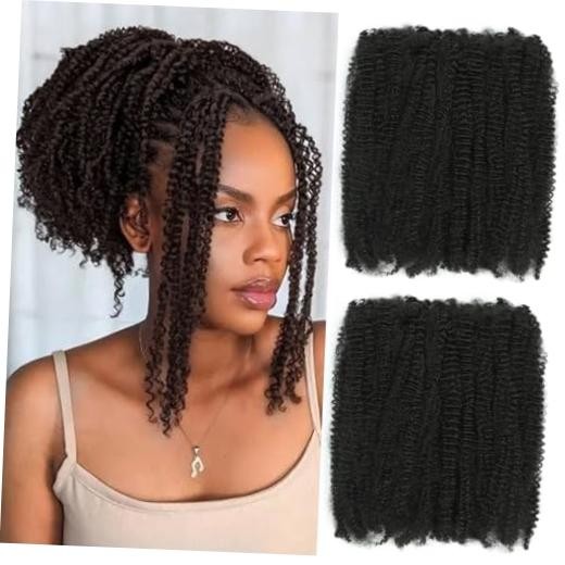 Afro Kinkys Bulk Synthetic Hair 3 Pcs/Lot（150g）Natural Black Afro 12 Inch 1B