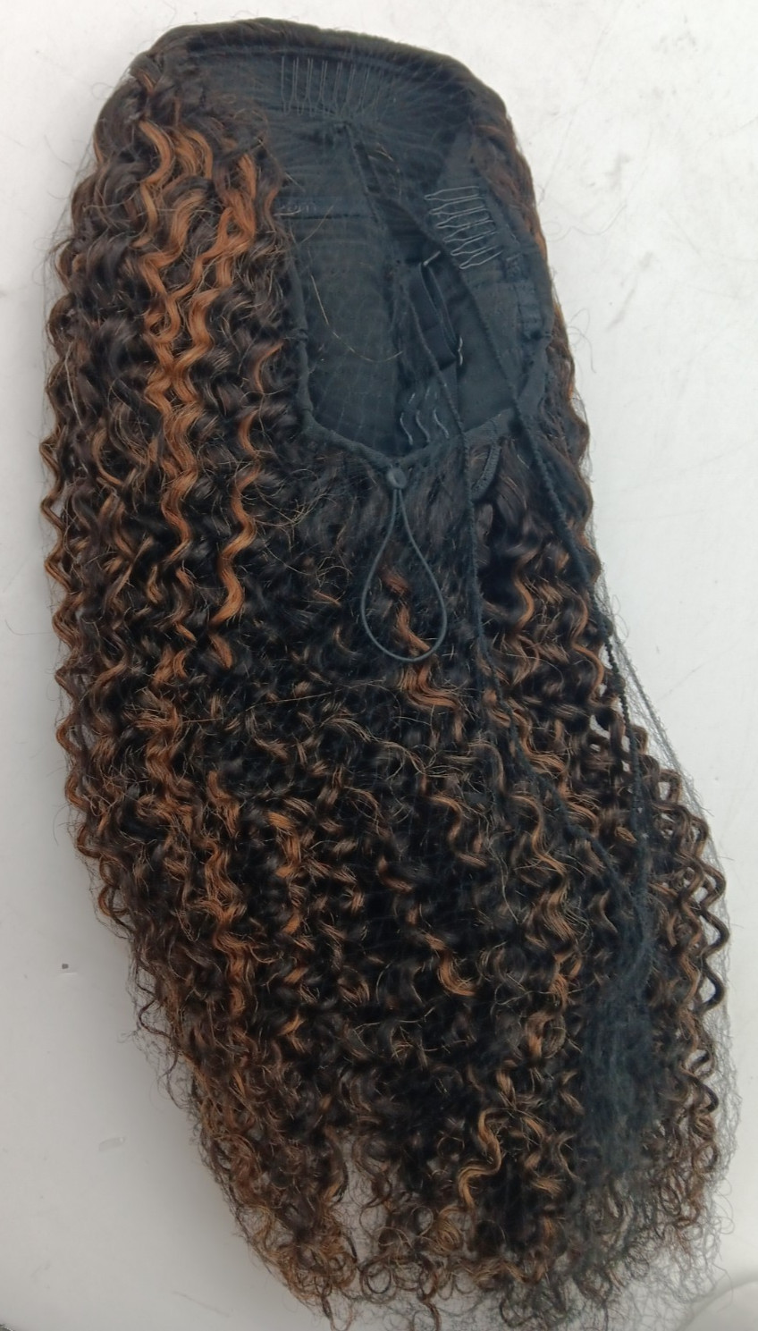 I SEE HAIR Brown Burmese Curly Half Wig InvisiFit Strap Flip Over Wig 20 in