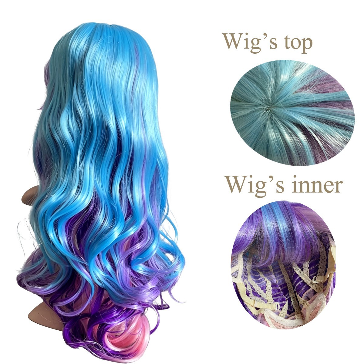 Long Colorfull Wave Cosplay Hair Wig Hair Care Cosplay Style Heat Resistant Wig