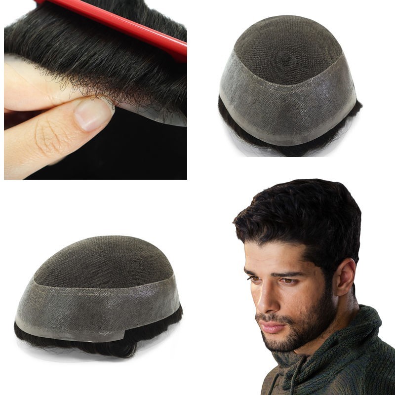 Toupee For Mens Hairpiece Lace System Replacement Poly Skin Around Hairpieces AU