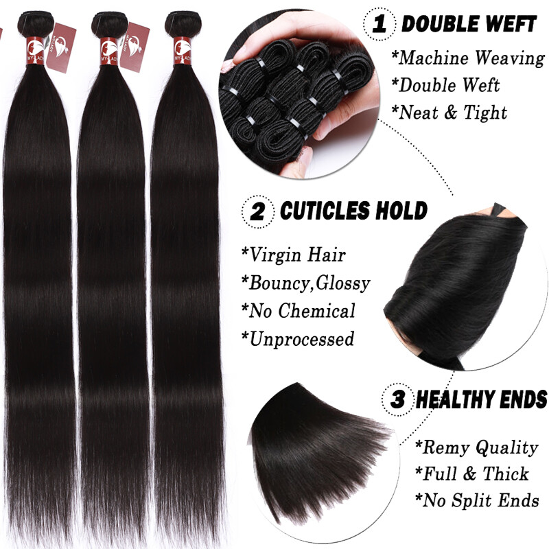 100% Virgin Human Hair Body Wave 3 Bundles 300G Unprocessed Brazilian Hair US
