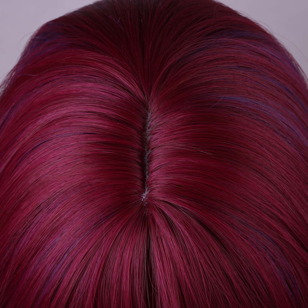 28inch Woman Girls Daily Use Hair Styling Wine-Red Wavy Hair Cosplay Wigs