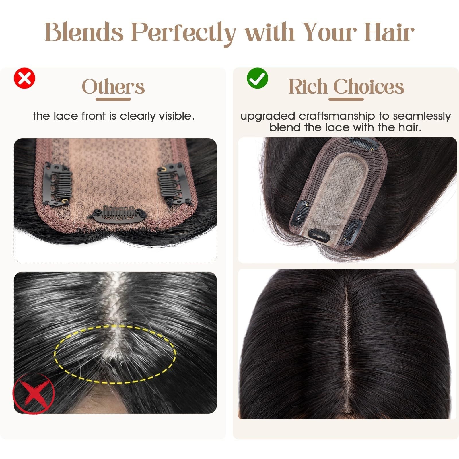 Rich Choices Hair Toppers For Women Real Human Hair No Bangs 100 Human Remy
