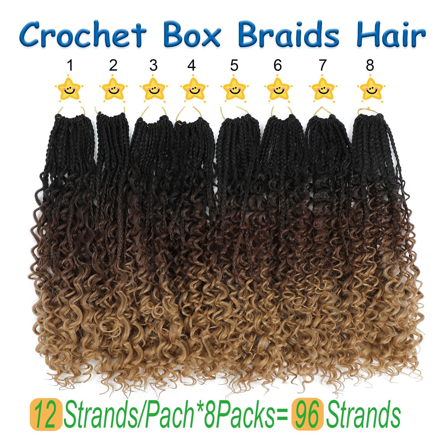 Goddess Box Braids Crochet Hair 8 Packs Pre-looped Boho Box Braids Braiding H…