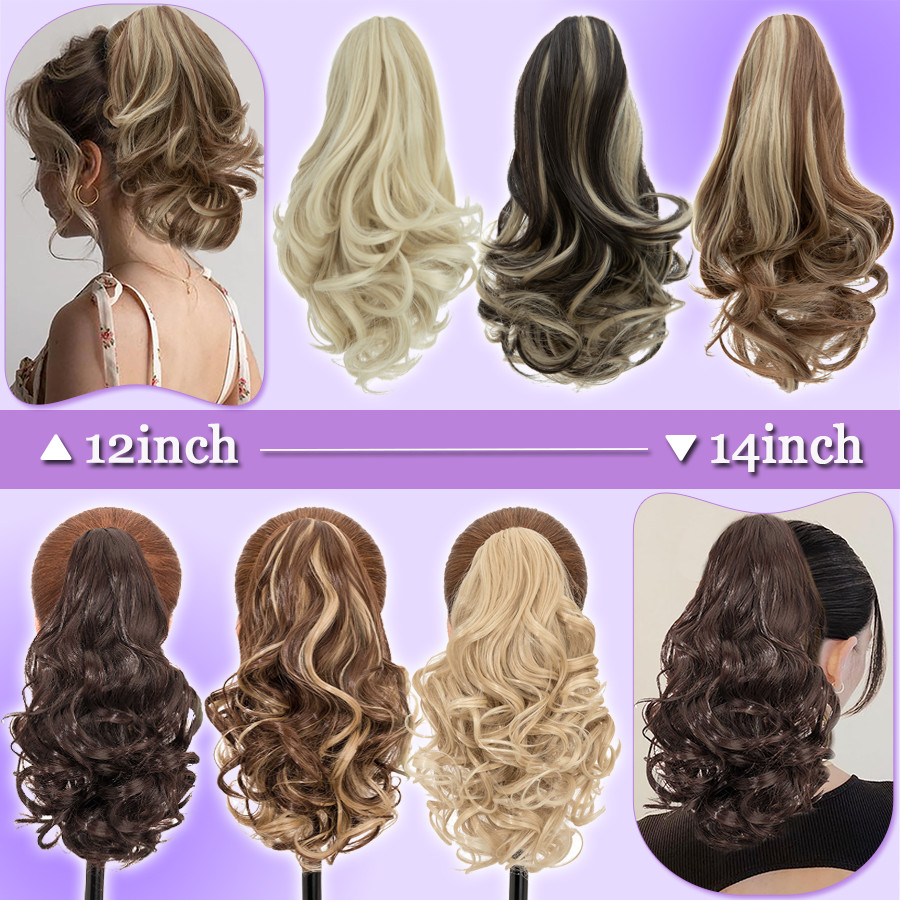 14″ Short Claw On Ponytail Hair Extensions Natural Clip Pony Tail Thick As Human