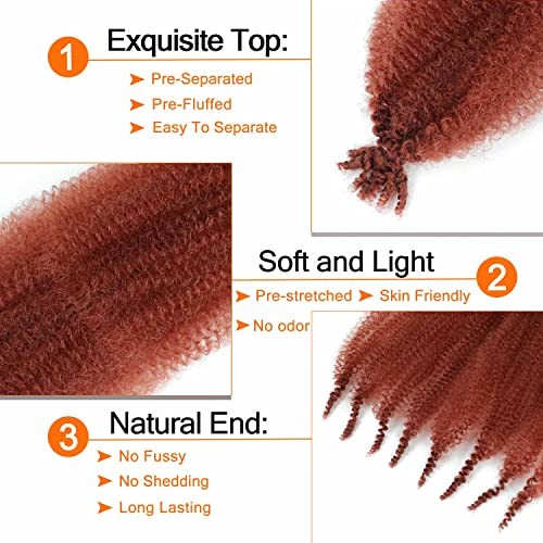 Ginger Afro Twist Hair 16 Inch 3 Packs Springy Afro 16 Inch (Pack of 3) 350#