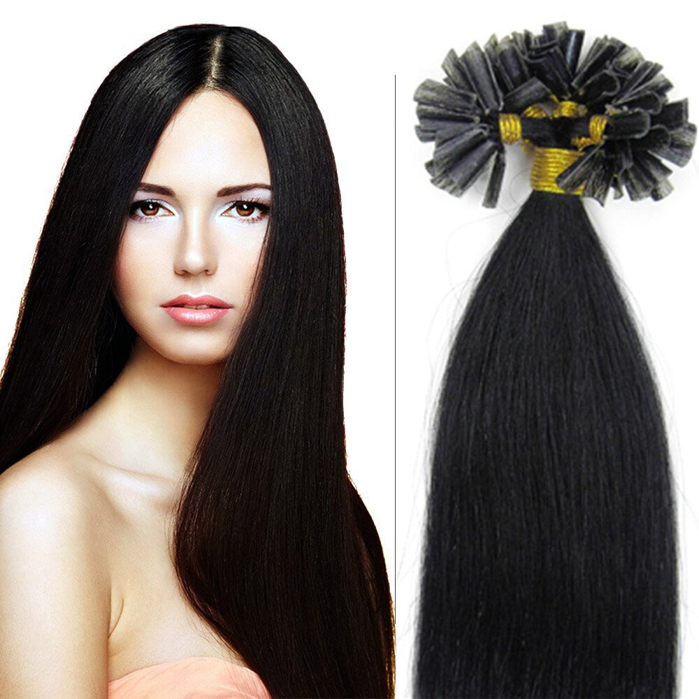 Keratin U Tip Hair Extensions Human Hair Pre Bonded Fusion Remy Hair 16-26inch