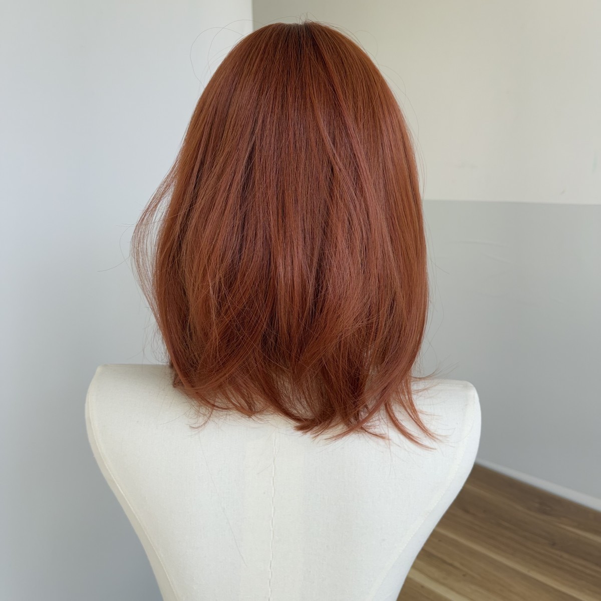 Heat Resistant Synthetic Hair Straight Copper Red Soft Cosplay Wig With Bangs