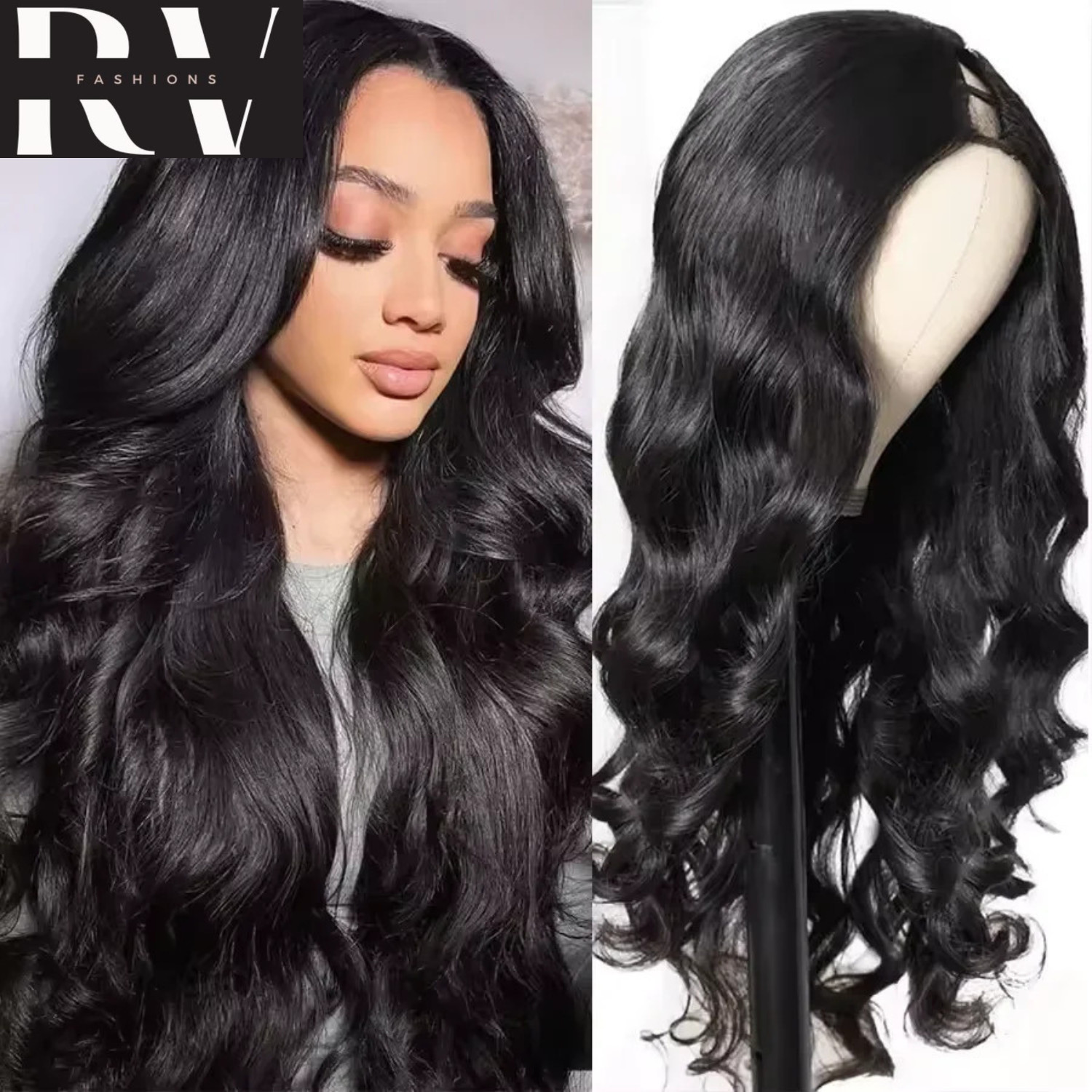 U Part V Part Body Wave Human Hair Wig 200 Density 26 Inch Brazilian Wig