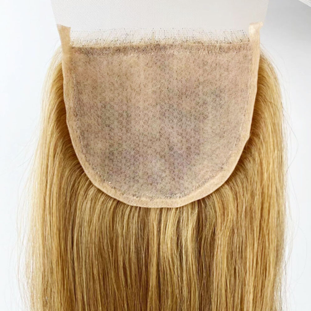 5*5 Golden Blonde Human Hair Closure Silk Top Straight Skin Base Lace Closure 27